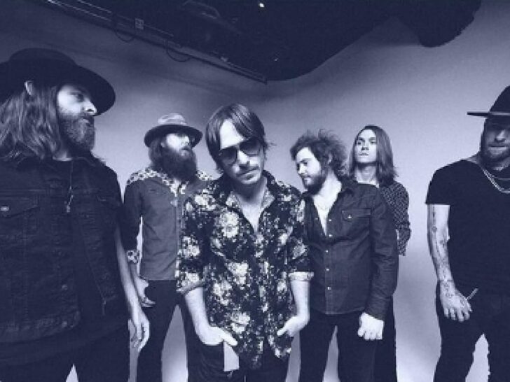 A black and white picture of members of Whiskey Myers
