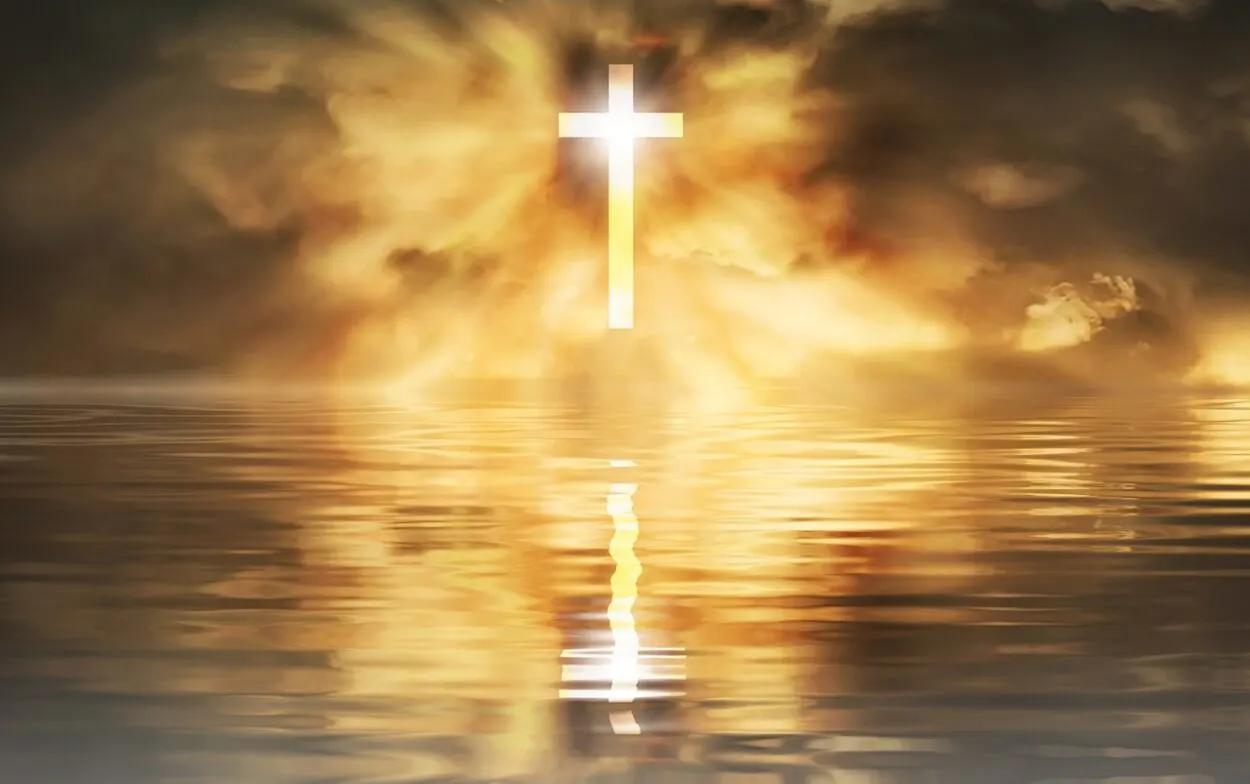 Cross on water