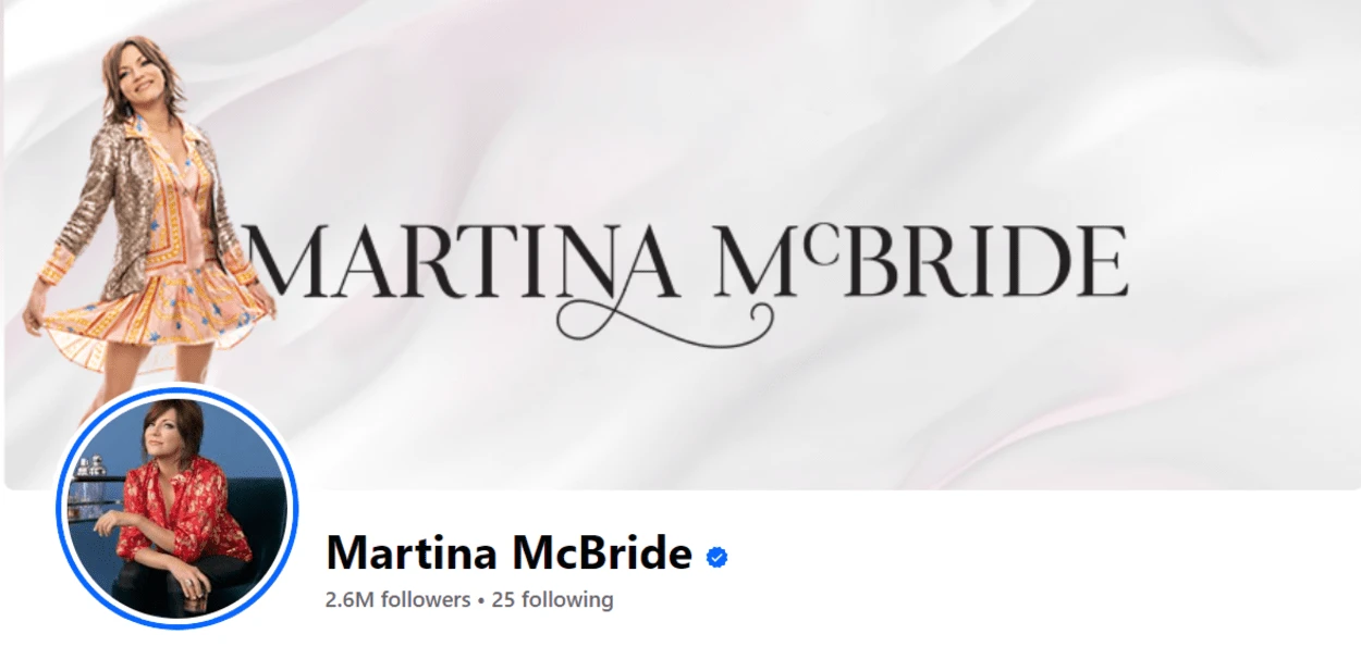 A screenshot from Martina's Facebook account