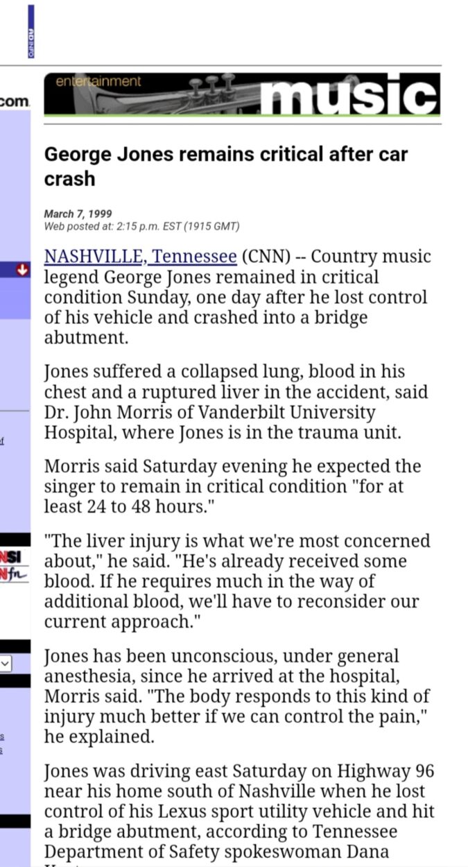 Jones' accident 