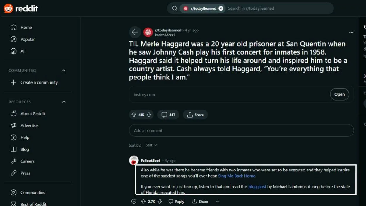 Merle Haggard at San Quentin prison