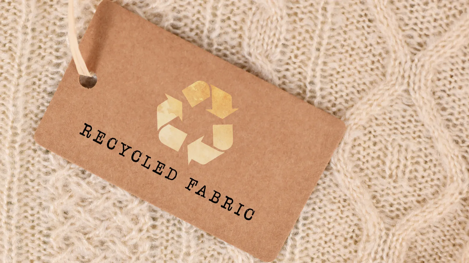 knitted fabric with label saying recycled fabric - NashvilleGab