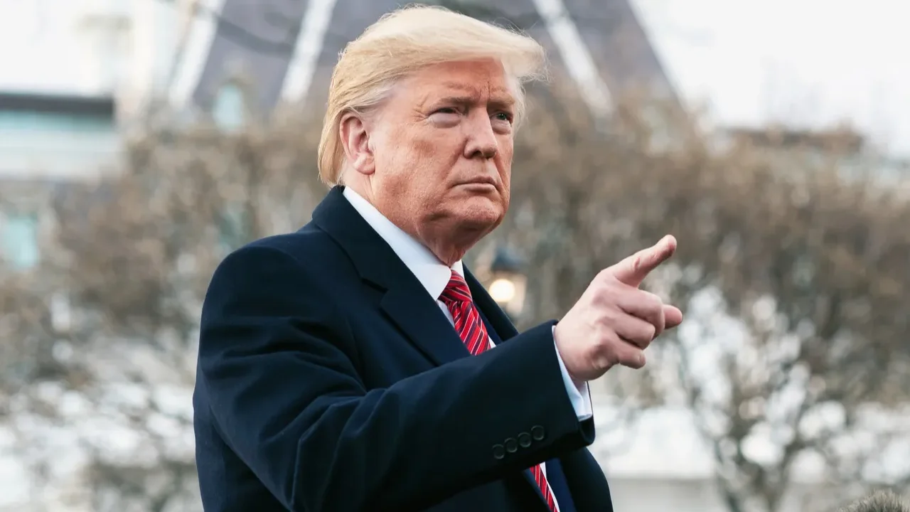 President Donald Trump giving a speech.