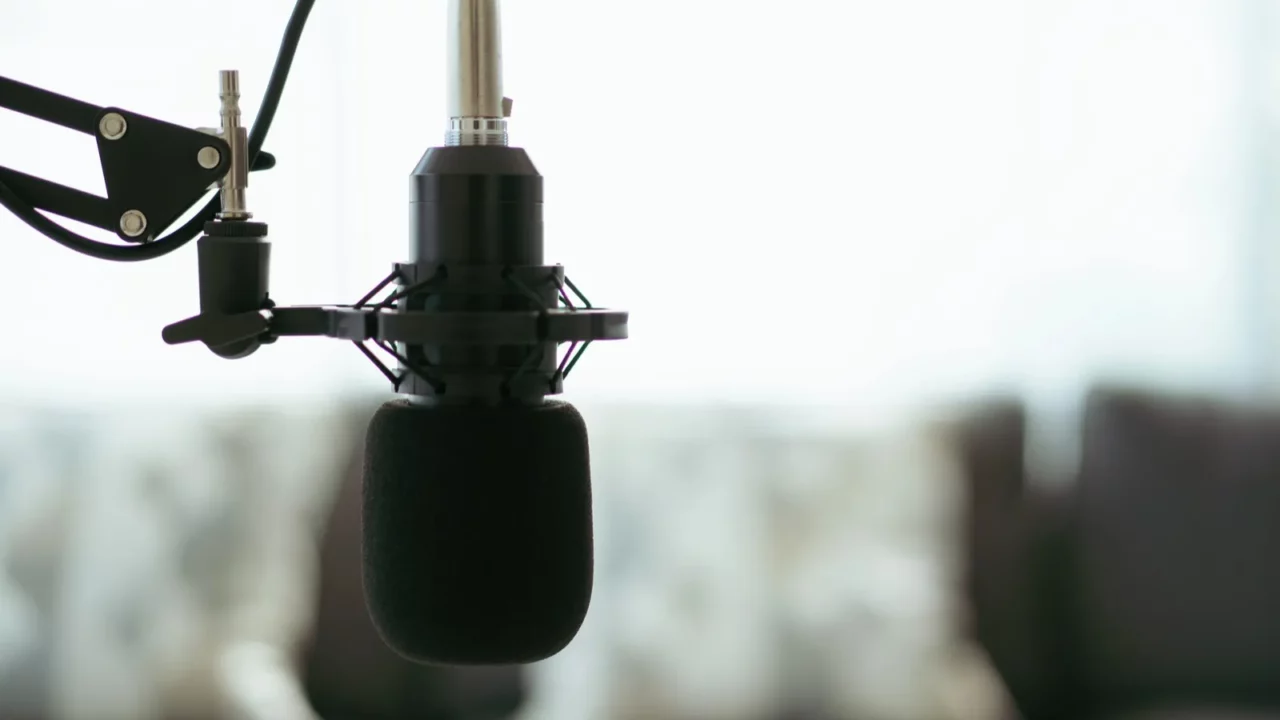 A podcast setup.